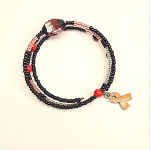 Black and Pink Seed Bead Memory Wire Bracelet